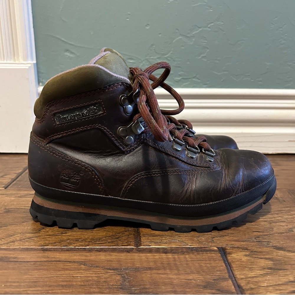 Timberland Work Boots Dark Brown Lace Up Leather Size 7.5